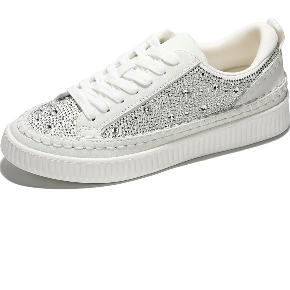 Project Cloud white with Rhinestones Women's Sneakers - Picture 6 of 13